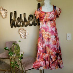 Multi-colored ruffle flair dress